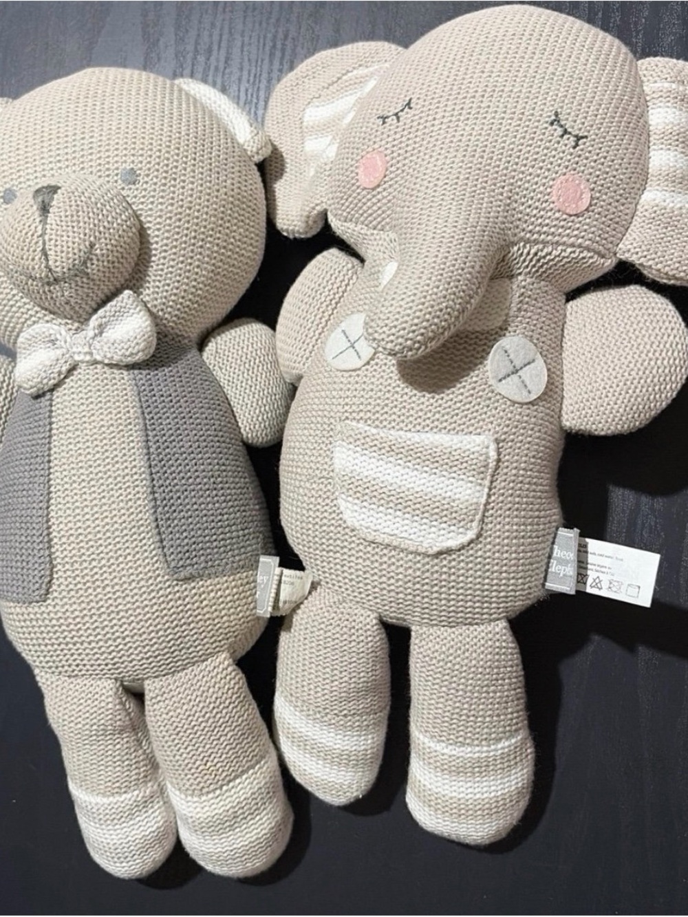 Theodore Elephant & Bentley Bear Rattle Plush 13" (K)